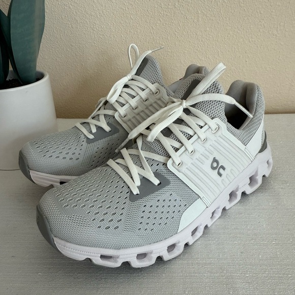 On White and Gray Athletic Sneakers - Picture 4 of 14